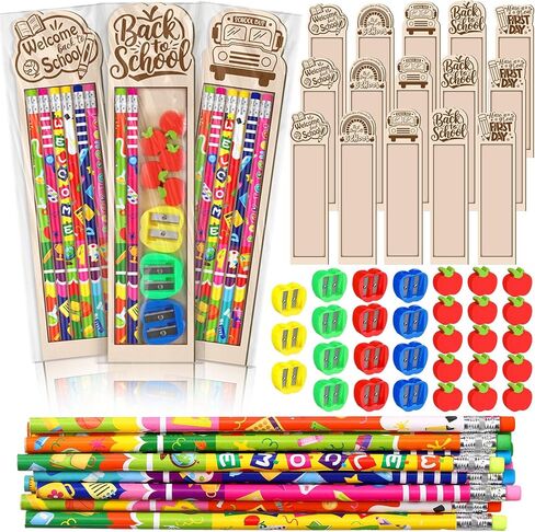 Tenceur 90 PCS /15 تم العودة إلى أقلام قرطاسية المدارس التي تشمل مجموعة Apple Erasers Sharpeners حاملي القلم العودة إلى هدايا المدار in Kuwait