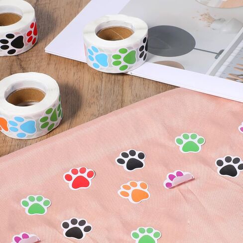 2000 Pcs Paw Print Stickers, 1 Inch Colorful Self-Adhesive Cute Dog Cat Paw Prints Labels Small Puppy Decals Roll for Gifts Mailing, Party Room, Envelope Seals, Bottles, Laptops 6 Colors in Saudi Arabia