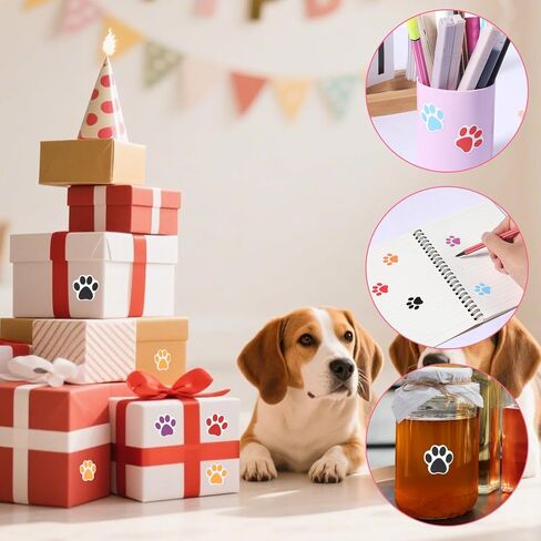 2000 Pcs Paw Print Stickers, 1 Inch Colorful Self-Adhesive Cute Dog Cat Paw Prints Labels Small Puppy Decals Roll for Gifts Mailing, Party Room, Envelope Seals, Bottles, Laptops 6 Colors in Saudi Arabia