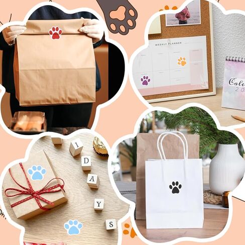 2000 Pcs Paw Print Stickers, 1 Inch Colorful Self-Adhesive Cute Dog Cat Paw Prints Labels Small Puppy Decals Roll for Gifts Mailing, Party Room, Envelope Seals, Bottles, Laptops 6 Colors in Saudi Arabia