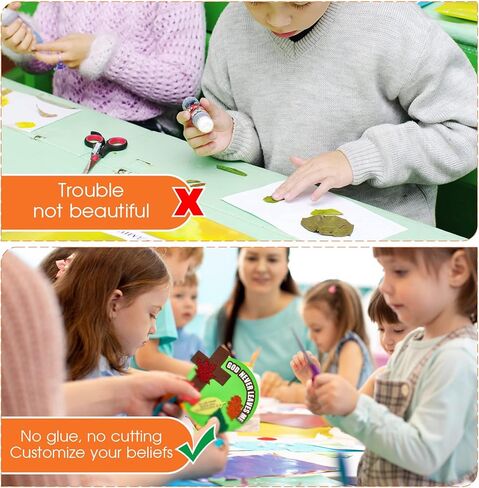 Henoyso 12 Set Cross Denel Diy Fall Craft for Kids Sunday School Crafts Christian Craft Kits تشمل قرص Cross Maple Leaf Sticker Supplies أقلام ملونة لعيد الشكر لحفلات الخريف in Kuwait
