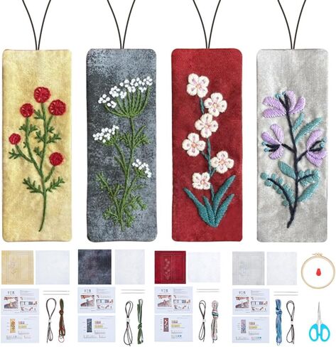 FreeBloss 4 Set تطريز مرجعية مجموعة أدوات التطريز للمبتدئين مع تعليمات مطرزة مرجعية DIY Hand Hand Embroidery Kit Ponclarker Kit Cross Cross Kit in Saudi Arabia