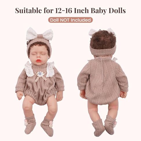 BABESIDE 3 Pcs Baby Doll Clothes Accessories Set for 12-16 Inch Babys Doll, Knitted Romper, Bow Headband and Socks, Baby Dolls Clothes and Accessories in Saudi Arabia