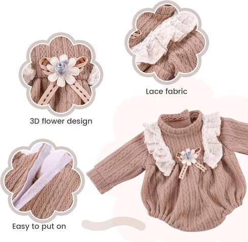 BABESIDE 3 Pcs Baby Doll Clothes Accessories Set for 12-16 Inch Babys Doll, Knitted Romper, Bow Headband and Socks, Baby Dolls Clothes and Accessories in Saudi Arabia