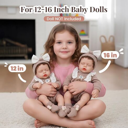 BABESIDE 3 Pcs Baby Doll Clothes Accessories Set for 12-16 Inch Babys Doll, Knitted Romper, Bow Headband and Socks, Baby Dolls Clothes and Accessories in Saudi Arabia