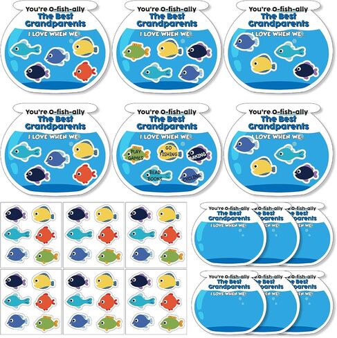 engrowtic 30 مجموعة الأجداد هدية يوم كبير جعل الخاص بك بطاقة O-fish-ally realing card kit kit kit kit kit stick sticker for fish for grandma grandma week week family party decoration in Saudi Arabia