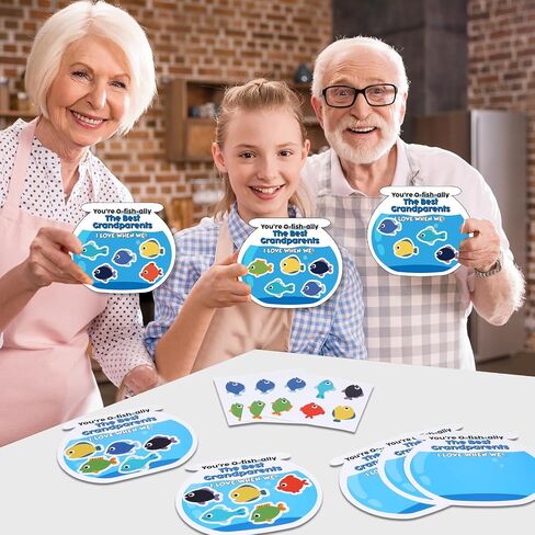 engrowtic 30 مجموعة الأجداد هدية يوم كبير جعل الخاص بك بطاقة O-fish-ally realing card kit kit kit kit kit stick sticker for fish for grandma grandma week week family party decoration in Saudi Arabia