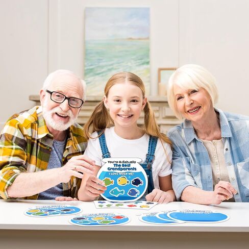 engrowtic 30 مجموعة الأجداد هدية يوم كبير جعل الخاص بك بطاقة O-fish-ally realing card kit kit kit kit kit stick sticker for fish for grandma grandma week week family party decoration in Saudi Arabia