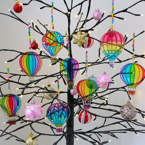 Winlyn 24 Sets Air Hot Air Balloon Suncatchers Decorations DIY Window Paint Art Craft Kits Rainbow Hot Air Plain Paint in Saudi Arabia
