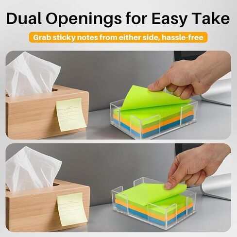Acrylic Sticky Note Holder, 4x6 Inch Clear Dual Notepad Holder Dispenser with Triple Openings Non-Slip Rubber, Sticky Note Dispenser Memo Holder Case for Desk Office School Supplies(No Pads) in Saudi Arabia