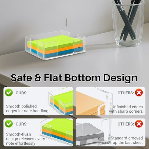 Acrylic Sticky Note Holder, 4x6 Inch Clear Dual Notepad Holder Dispenser with Triple Openings Non-Slip Rubber, Sticky Note Dispenser Memo Holder Case for Desk Office School Supplies(No Pads) in Saudi Arabia