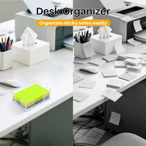 Acrylic Sticky Note Holder, 4x6 Inch Clear Dual Notepad Holder Dispenser with Triple Openings Non-Slip Rubber, Sticky Note Dispenser Memo Holder Case for Desk Office School Supplies(No Pads) in Saudi Arabia