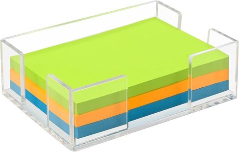 Acrylic Sticky Note Holder, 4x6 Inch Clear Dual Notepad Holder Dispenser with Triple Openings Non-Slip Rubber, Sticky Note Dispenser Memo Holder Case for Desk Office School Supplies(No Pads) in Saudi Arabia