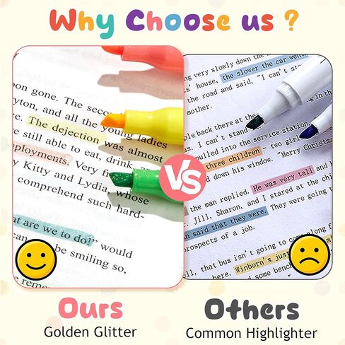 Bonace 12pcs Glitter Highlighters ، علامات تمييز Glitter Highlight ، ألوان متنوعة من النزاعات - لا يوجد نصيحة إزميل نزيف ، لمخطط اليومية ، مؤلف الكتاب المقدس ، دفتر ملاحظات （شظية بريق） in Kuwait