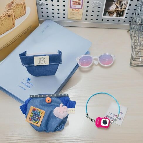 Doll Clothes for Labubu,4Pcs Cute Labubu Clothes Set, Includes Stylish Bodysuit, Cute hat, Pink Sunglasses, Mini Labubu Camera,17cm Labubu Accessories(No Doll) in Saudi Arabia