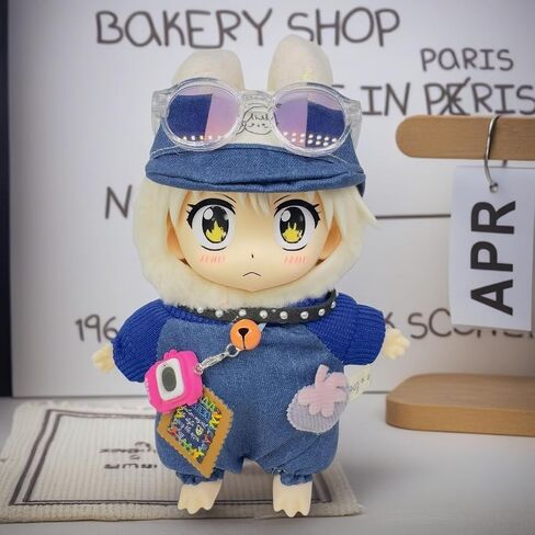 Doll Clothes for Labubu,4Pcs Cute Labubu Clothes Set, Includes Stylish Bodysuit, Cute hat, Pink Sunglasses, Mini Labubu Camera,17cm Labubu Accessories(No Doll) in Saudi Arabia