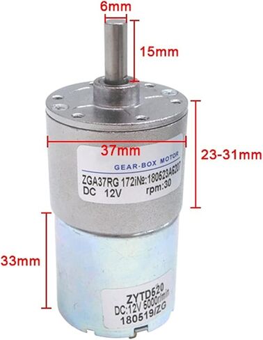 Model Geared ZGA37RG ZYTD520 DC Motors, 12V 24V 10W 2/5/10/15/20/30/50/1000rpm, DC Gear Motor, Slow Speed Reversible Rotation Rotating Torque (Size : 5rpm, Color : 12V) in Saudi Arabia