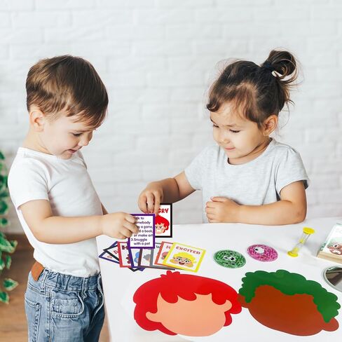 Cinrobiye Social Emotional Learning Activities Montessori Sensory Emotional & Feelings Creative Crafts Set with 9 Face Boards Emotion Flashcards Feelings Sensory Bottles Therapy Game for Preschoolers in Saudi Arabia