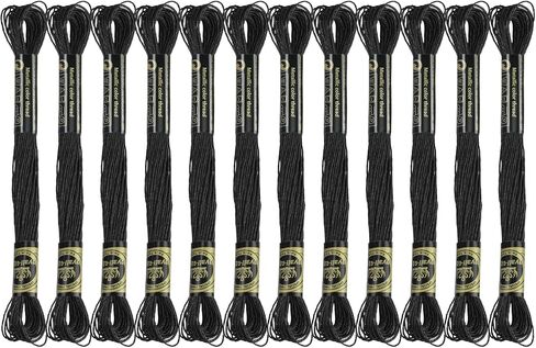 12 SKEINS التطريز خيط ، الأسود التطريز الخيط البوليستر المتقاطع من أجل التطريز اليدوي. in Kuwait