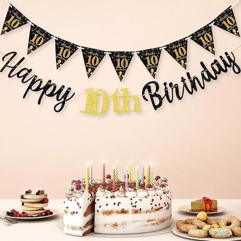 18th Birthday Decorations Banner Boys Girls, Black Gold Happy 18thBirthday Banners for Girls Boys (Birthday 18th) in Saudi Arabia