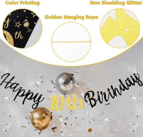18th Birthday Decorations Banner Boys Girls, Black Gold Happy 18thBirthday Banners for Girls Boys (Birthday 18th) in Saudi Arabia