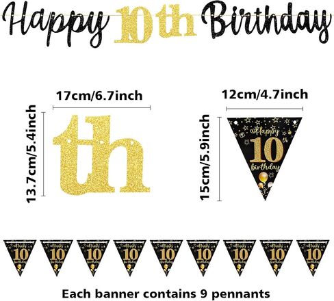 18th Birthday Decorations Banner Boys Girls, Black Gold Happy 18thBirthday Banners for Girls Boys (Birthday 18th) in Saudi Arabia
