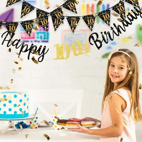 18th Birthday Decorations Banner Boys Girls, Black Gold Happy 18thBirthday Banners for Girls Boys (Birthday 18th) in Saudi Arabia