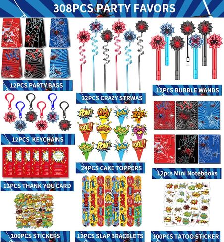 308Pcs Party Decorations Favors Supplies, Goodie Bags Fillers Stuffers for Kids Birthday Gifts in Saudi Arabia