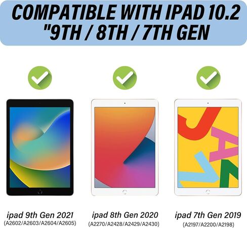 متوافق مع حافظة iPad 9th /8th /7th Generation (2021/2020/2019) iPad 10.2 بوصة مع حامل أقلام وحافظة خلفية ناعمة من مادة TPU، غطاء للنوم/الاستيقاظ التلقائي، للفتيات والنساء - الفهد الأبيض الفهد in Saudi Arabia