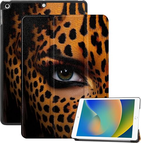 متوافق مع حافظة iPad 9th /8th /7th Generation (2021/2020/2019) iPad 10.2 بوصة مع حامل أقلام وحافظة خلفية ناعمة من مادة TPU، غطاء للنوم/الاستيقاظ التلقائي، للفتيات والنساء - الفهد الأبيض الفهد in Saudi Arabia
