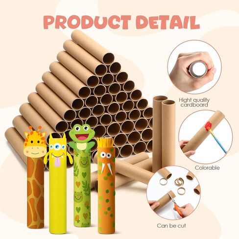 60 PCS أنابيب من الورق المقوى للحرف 2 الحجم الفارغ من منشفة الورق لفائف الورق الورق المقوى أنابيب ورق المرحاض بالجملة لمشاريع DIY في الفصل الدراسي (البقر ، 1.4 × 10 بوصة ، 1.6 × 10 بوصة) in Saudi Arabia