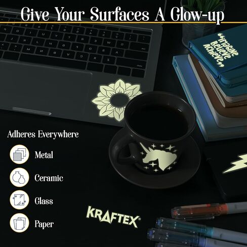 توهج في الفينيل المظلم - 6 صفائح لاصقة [5.5 × 12 بوصة]. ورقة فينيل دائمة وأوراق cricut - توهج هالوين عصبي في الورق المظلم مع مادة لاصقة دائمة in Kuwait