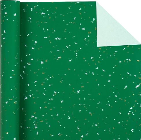 WRAPAHOLIC Green Wrapping Paper Roll - Mini Roll - 17 Inch x 16.5 Feet - Gold Green Christmas Wrapping Paper with Silky Touch Perfect for Christmas, Birthday, Holiday, Wedding, Baby Shower in Saudi Arabia