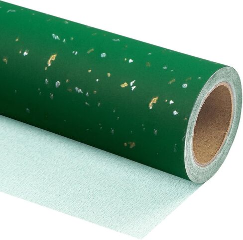 WRAPAHOLIC Green Wrapping Paper Roll - Mini Roll - 17 Inch x 16.5 Feet - Gold Green Christmas Wrapping Paper with Silky Touch Perfect for Christmas, Birthday, Holiday, Wedding, Baby Shower in Saudi Arabia