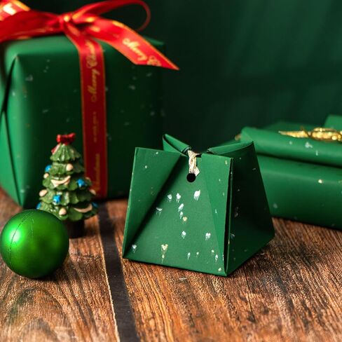 WRAPAHOLIC Green Wrapping Paper Roll - Mini Roll - 17 Inch x 16.5 Feet - Gold Green Christmas Wrapping Paper with Silky Touch Perfect for Christmas, Birthday, Holiday, Wedding, Baby Shower in Saudi Arabia