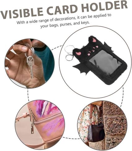 ABOOFAN Devil Plush Card Holder Credit Card Holder photocard Holder Keychain Cute Devil Bus Holder Plush photocard Holder Lanyard Badge Sleeve Alloy Student Korean Version Animal in Saudi Arabia