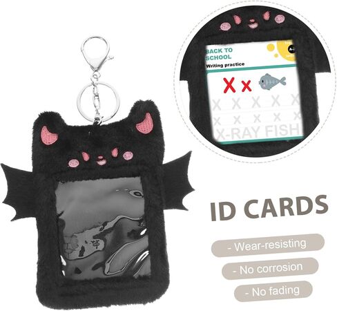 ABOOFAN Devil Plush Card Holder Credit Card Holder photocard Holder Keychain Cute Devil Bus Holder Plush photocard Holder Lanyard Badge Sleeve Alloy Student Korean Version Animal in Saudi Arabia