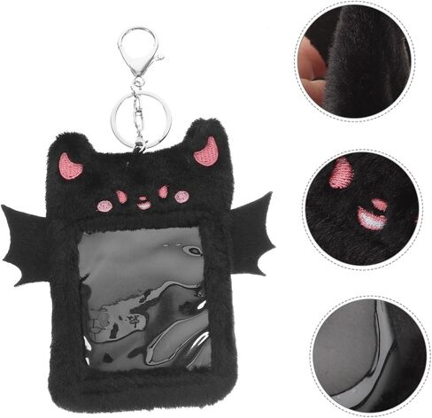 ABOOFAN Devil Plush Card Holder Credit Card Holder photocard Holder Keychain Cute Devil Bus Holder Plush photocard Holder Lanyard Badge Sleeve Alloy Student Korean Version Animal in Saudi Arabia
