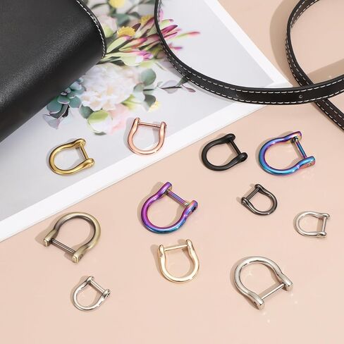 UXCELL 4PCS المسمار في حدوة حدوة الحدوة D-RING ، 12 مم (1/2 بوصة) حزام حلق u على شكل u ، إكسسوارات حزام محفظة لسلسلة مفاتيح حرفة جلدية DIY ، الذهب الفاتح in Kuwait