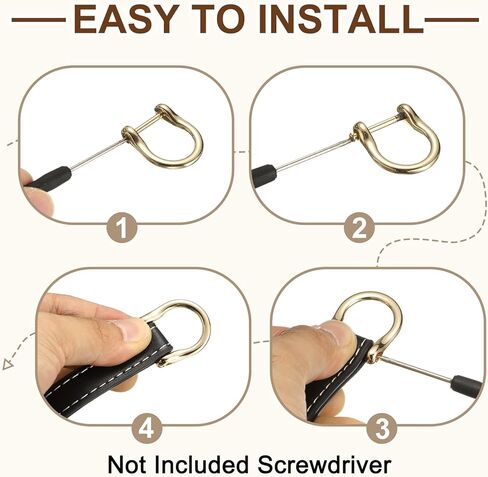UXCELL 4PCS المسمار في حدوة حدوة الحدوة D-RING ، 12 مم (1/2 بوصة) حزام حلق u على شكل u ، إكسسوارات حزام محفظة لسلسلة مفاتيح حرفة جلدية DIY ، الذهب الفاتح in Kuwait
