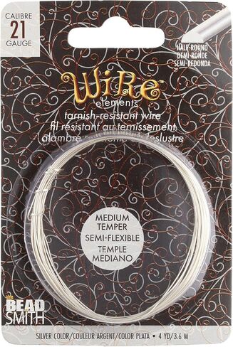 The Beadsmith Half-Round Craft Wire - Medium Temper Beading Wire, Silver Color, 21 Gauge, 4 Yards in Saudi Arabia