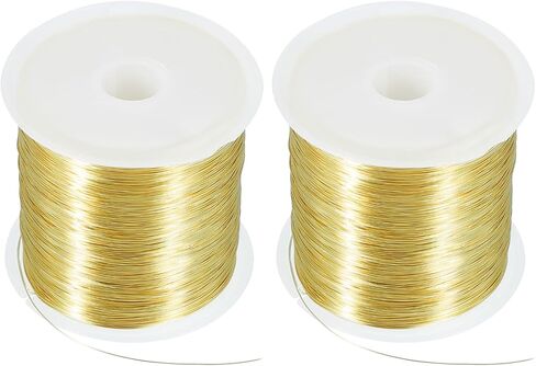 MECCANIXITY 164Ft 26 Gauge Jewelry Wire Beading Wire for Jewelry Making 50M/0.4mm Bare Copper Craft Beading Wire for Necklace Bracelet Beading Supplies, Gold Pack of 2 in Saudi Arabia
