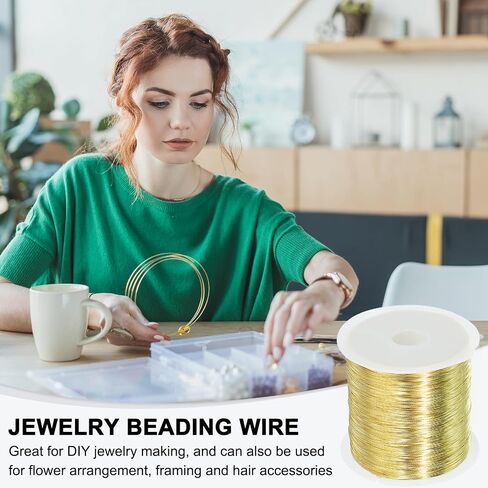 MECCANIXITY 164Ft 26 Gauge Jewelry Wire Beading Wire for Jewelry Making 50M/0.4mm Bare Copper Craft Beading Wire for Necklace Bracelet Beading Supplies, Gold Pack of 2 in Saudi Arabia