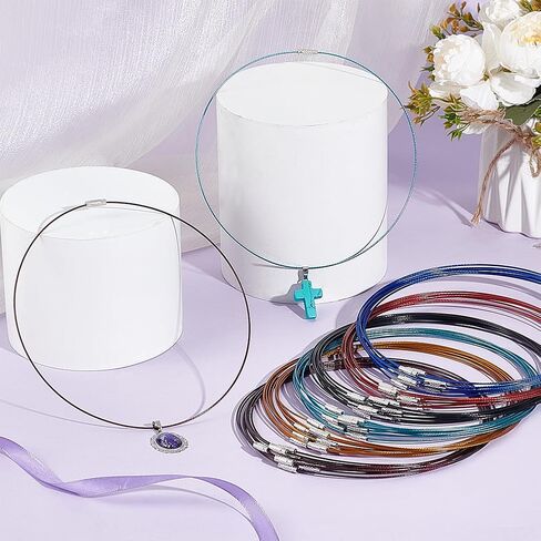 UNICRAFTALE 60Pcs 6 Colors Wire Necklace, 17.51" Stainless Steel, DIY Jewelry Making, 5.7" Diameter in Saudi Arabia