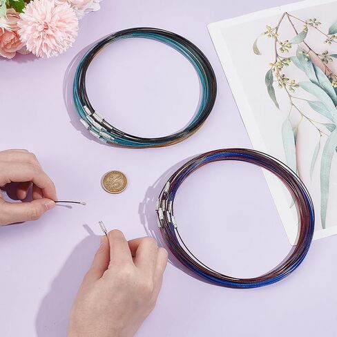 UNICRAFTALE 60Pcs 6 Colors Wire Necklace, 17.51" Stainless Steel, DIY Jewelry Making, 5.7" Diameter in Saudi Arabia