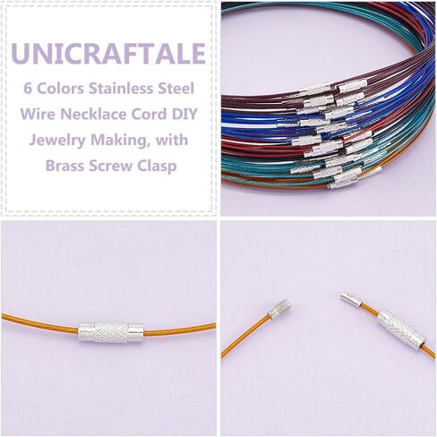 UNICRAFTALE 60Pcs 6 Colors Wire Necklace, 17.51" Stainless Steel, DIY Jewelry Making, 5.7" Diameter in Saudi Arabia