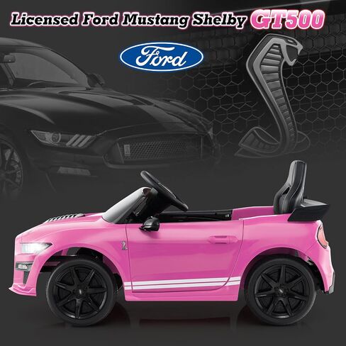 ركوب فورد موستانج شيلبي GT500 المرخصة على السيارة للأطفال من Olakids ، سيارة كهربائية 12 فولت مع التحكم عن بعد ، هدية ألعاب بطارية صغار مع سرعتين ، مصابيح LED ، USB ، FM ، الموسيقى in Saudi Arabia