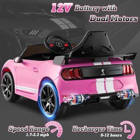 ركوب فورد موستانج شيلبي GT500 المرخصة على السيارة للأطفال من Olakids ، سيارة كهربائية 12 فولت مع التحكم عن بعد ، هدية ألعاب بطارية صغار مع سرعتين ، مصابيح LED ، USB ، FM ، الموسيقى in Saudi Arabia