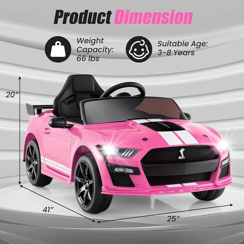 ركوب فورد موستانج شيلبي GT500 المرخصة على السيارة للأطفال من Olakids ، سيارة كهربائية 12 فولت مع التحكم عن بعد ، هدية ألعاب بطارية صغار مع سرعتين ، مصابيح LED ، USB ، FM ، الموسيقى in Saudi Arabia