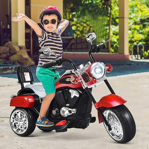 olakids Kids electric دراجة نارية كهربائية ، 6 فولت بطارية ركوب على دراجة نارية مروحية مع قرن ومصابيح أمامية و 3 عجلات تدريب دراجة نارية كهربائية للأطفال (Blue Iron) in Kuwait